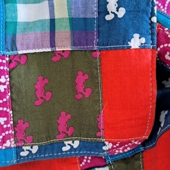 Authentic Disney Parks Backpack Madras Plaid Quilted Fabric 12" x 11" x 4" - Picture 2 of 15